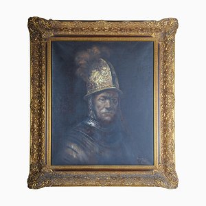 D'après Rembrandt van Rijn, The Man in the Gold Helmet, Peinture à l'Huile, Encadrée