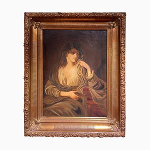 Ritratto di donna, XIX secolo, olio su tela, in cornice