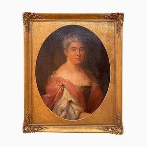Artista francesa, Retrato de mujer noble, siglo XVIII, óleo sobre lienzo, enmarcado
