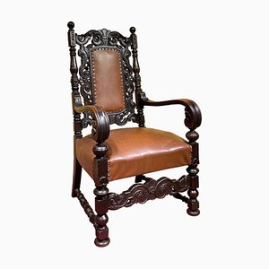 19th Century Historicism Throne Armchair in Oak, 1880s