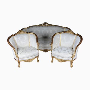 French Salon Seating Set in Louis XV Style, 20th Century, Set of 3