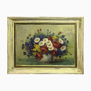 Still Life with Flowers, 20th Century, Oil on Canvas, Framed