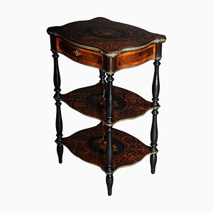 19th Century Marquetry Side Table with Jewelry Box, 1870s