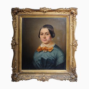 Biedermeier Artist, Lady's Portrait, 19th Century, Oil on Canvas, Framed