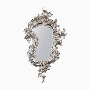 20th Century Rococo Silver-Gilded Wall Mirror
