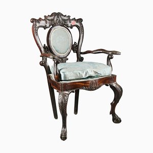 Chaise Trône Baroque Coloniale, 19ème Siècle