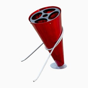 Red Aluminum Umbrella Stand by Ettore Sottsass for Rinnovel, 1970s