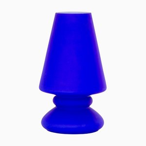 Blaue Tischlampe aus satiniertem Muranoglas in Pilz-Optik von Giesse Milan, Italien