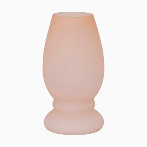 Lámpara de mesa hongo pequeña de cristal de Murano rosa satinado de Giesse Milan, Italia