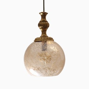 Lámpara pequeña Mid-Century moderna de vidrio ahumado