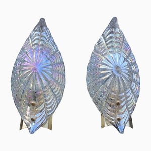 Iridescent Murano Glass Wall Lamps, Italy, 1970s, Set of 2