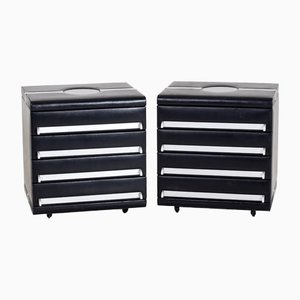 Leather-Covered Filing Cabinets, Late 20th Century, Set of 2