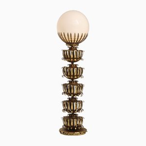 Hollywood Regency Stehlampe aus vergoldetem Metall, 1970er