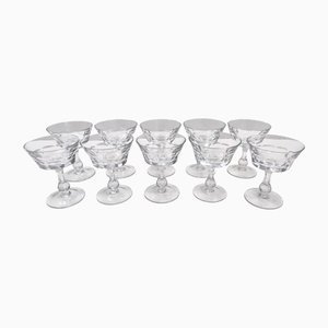 Postmodern Crystal Champagne Coupes from Baccarat, France, 1970s, Set of 10