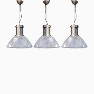 Industrial Pendant Lights in Steel & Crystal from Rossini, Italy, 2000s, Set of 5