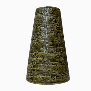 Green Chamotte Stoneware Vase by Gunnar Nylund, Sweden, 1960s