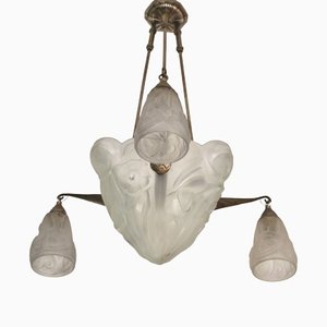 Lampe à Suspension Art Déco par David Gueron pour Verrerie Dart Degué, France, 1920s
