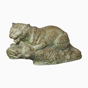 Art Deco Tiger in Terracotta by Henri Bargas, 1930s