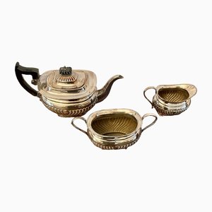 Servizio da tè edoardiano antico placcato in argento, inizio XX secolo, set di 3