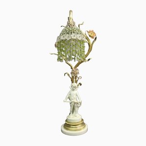 Tischlampe aus Porzellan & Bronze, 1920er
