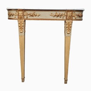 Louis XVI Demi-Lune Console Table in Lacquered & Gilt Wood