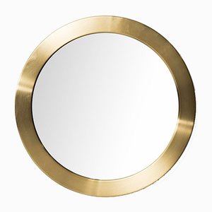Swedish Round Brass Mirror by Glasmäster