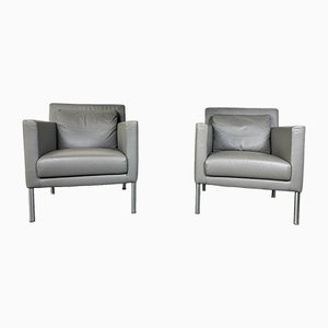 Jason 391 Armchair in Gray Leather from Walter Knoll, Set of 2