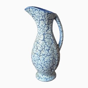 Crispe Blue Emaille Vase, 1950er
