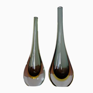 Italienische Murano Formia Glasvasen von Fornace Mian, 1970er, 2er Set