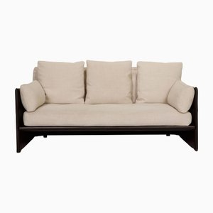 Cream Fabric & Brown Leather Sofa from Minotti