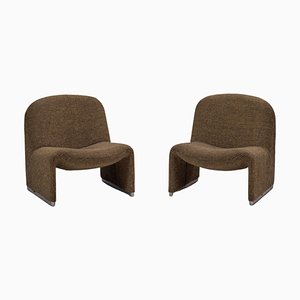 Brown Tweed Alky Chairs attributed to Giancarlo Piretti for Artifort, 1970s, Set of 2
