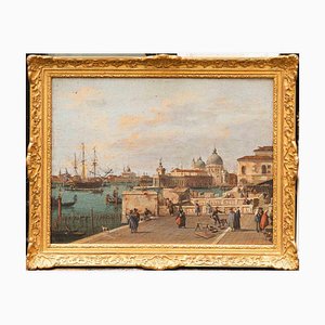 View of Riva degli Schiavoni, Oil Painting, Late 18th Century, Framed