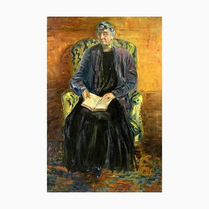 Antonio Feltrinelli, Reading Woman, Original Oil on Canvas, 1930s