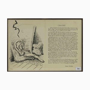 Alberto Savinio, The Man in the Well, Original Lithograph, 1945