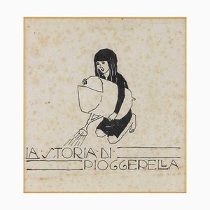 Bruno Angoletta, The Story of Pioggerella, Original China Tuschezeichnung, 1920er
