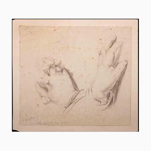 Edouard Dufeu, The Hands of My Mother, Original Zeichnung, 1880er