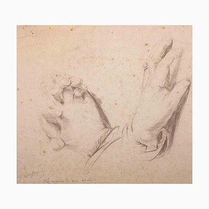 Edouard Dufeu, The Hands of My Mother, dibujo original, década de 1880