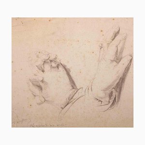 Edouard Dufeu, The Hands of My Mother, Original Zeichnung, 1880er