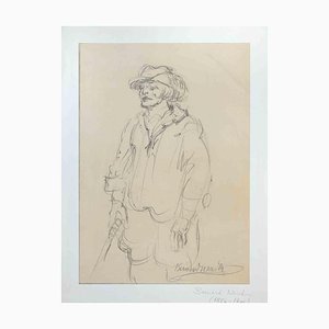 Bernard Naudin, Hunter, Original Pencil Drawing, Early 20th Century
