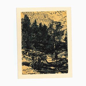 Robert Fontene, The Forest, Original Tuschezeichnung, Mitte 20. Jh