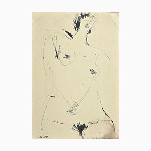 Sergio Barletta, Nude, Original Ink Drawing, 1970s