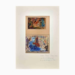 André Rogi, Composición abstracta, pintura al óleo original, mediados del siglo XX