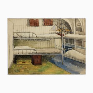 Jane Levy, My Return Cabin aus Jerusalem, 20. Jahrhundert, Original Aquarell