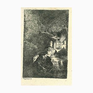 After Rembrandt, The Rest on the Flight into Egypt, Etching, 19th Century