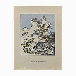 Carlège, Les Cavales de Diomède, Original Woodcut Print, Early 20th Century