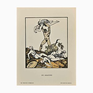 Carlège, Les Amazones, Original Woodcut Print, Early 20th Century