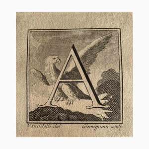 Carlo Nolli, Antiquités d'Herculanum : Lettre de l'Alphabet A, Eau-forte, XVIIIe siècle