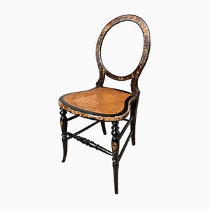 Antique Regency Ebonised Tortoise Shell & Cane Show Chair by Bettridge & Co Birmingham, 1815
