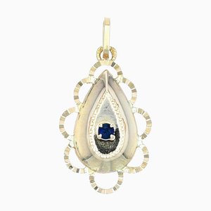 18 Karat Yellow Gold Drop Sapphire Pendant, 1960s