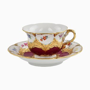 Tasse à Moka et Soucoupe Forme B en Porcelaine de Meissen, Set de 2